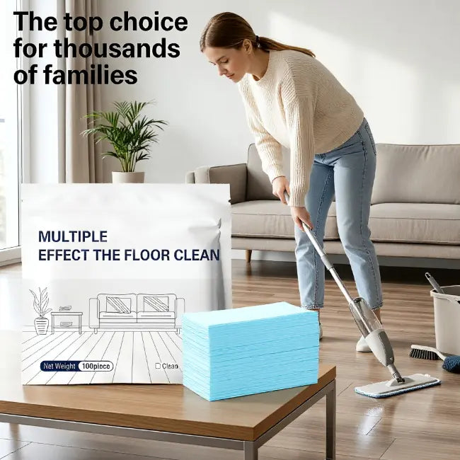 Clenohome 100Pcs Antibacterial Deodorizing Floor Maintenance Sheets